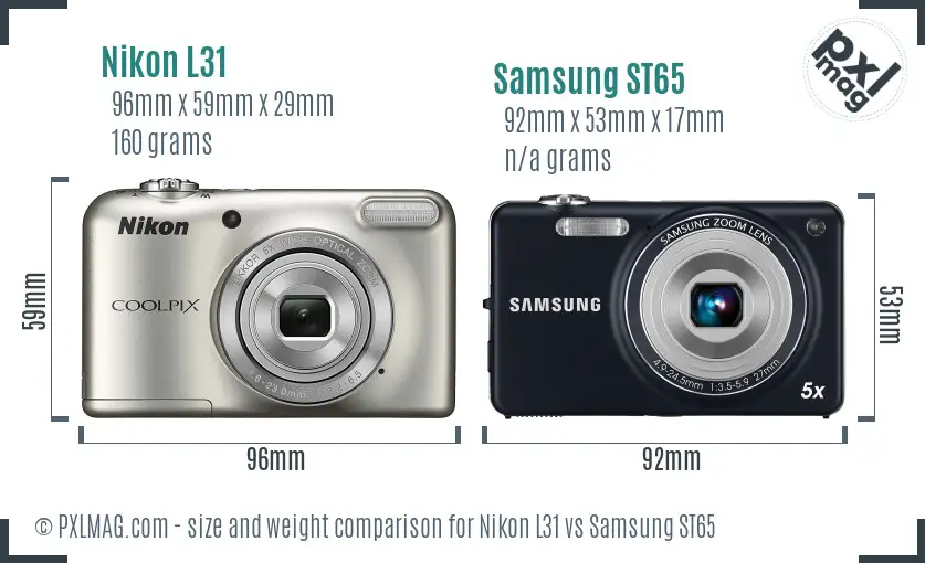 Nikon L31 vs Samsung ST65 size comparison