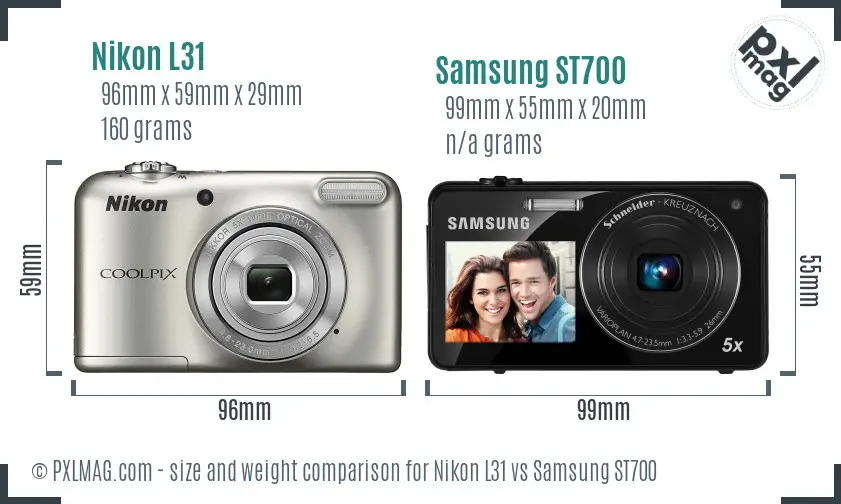Nikon L31 vs Samsung ST700 size comparison