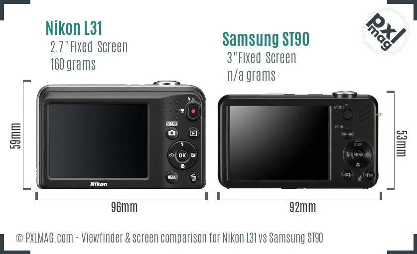 Nikon L31 vs Samsung ST90 Screen and Viewfinder comparison Nikon L31 vs Samsung ST90 Screen and Viewfinder comparison