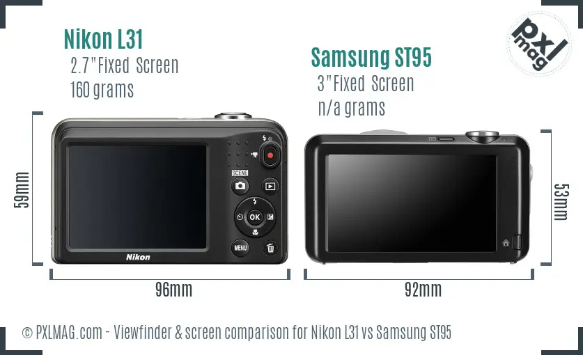 Nikon L31 vs Samsung ST95 Screen and Viewfinder comparison