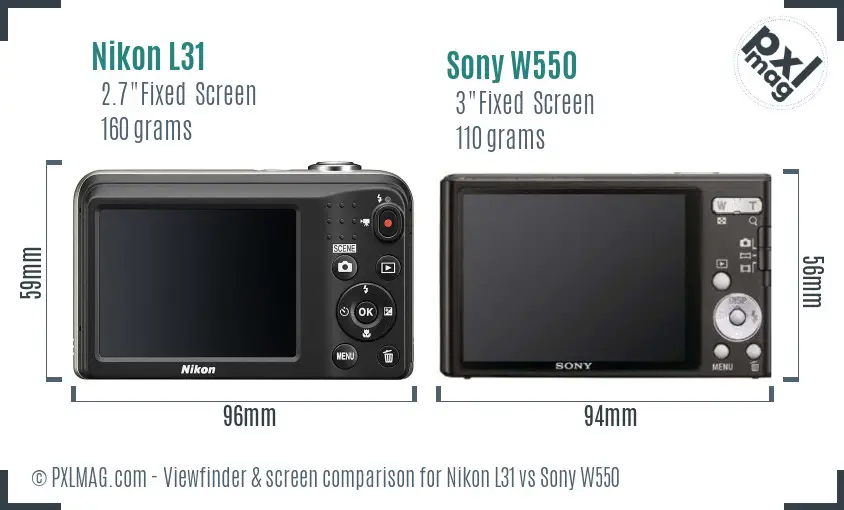 Nikon L31 vs Sony W550 Screen and Viewfinder comparison Nikon L31 vs Sony W550 Screen and Viewfinder comparison