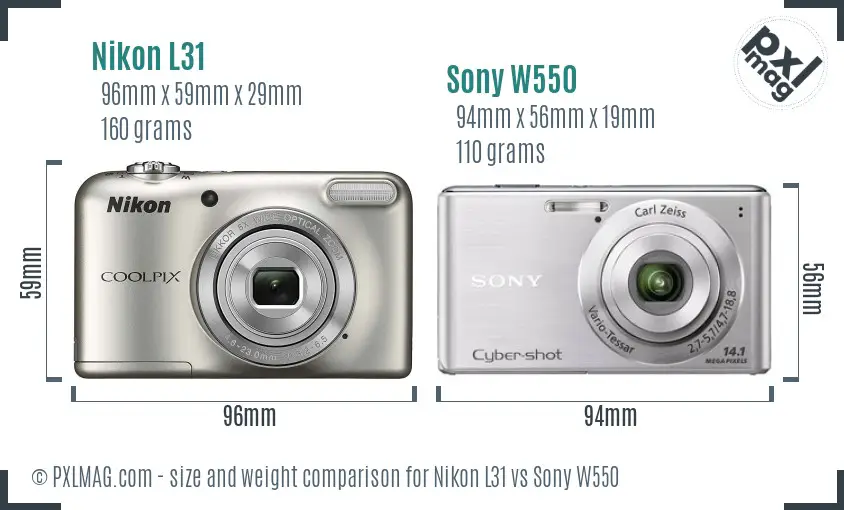 Nikon L31 vs Sony W550 size comparison Nikon L31 vs Sony W550 size comparison