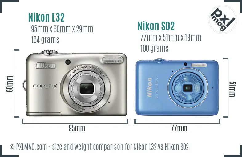 Nikon L32 vs Nikon S02 size comparison