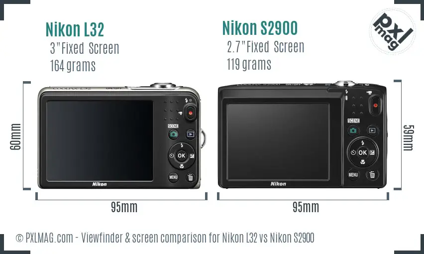 Nikon L32 vs Nikon S2900 Screen and Viewfinder comparison