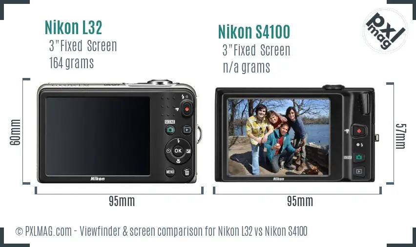 Nikon L32 vs Nikon S4100 Screen and Viewfinder comparison