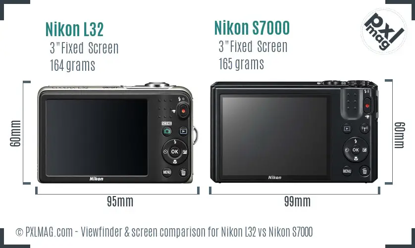 Nikon L32 vs Nikon S7000 Screen and Viewfinder comparison