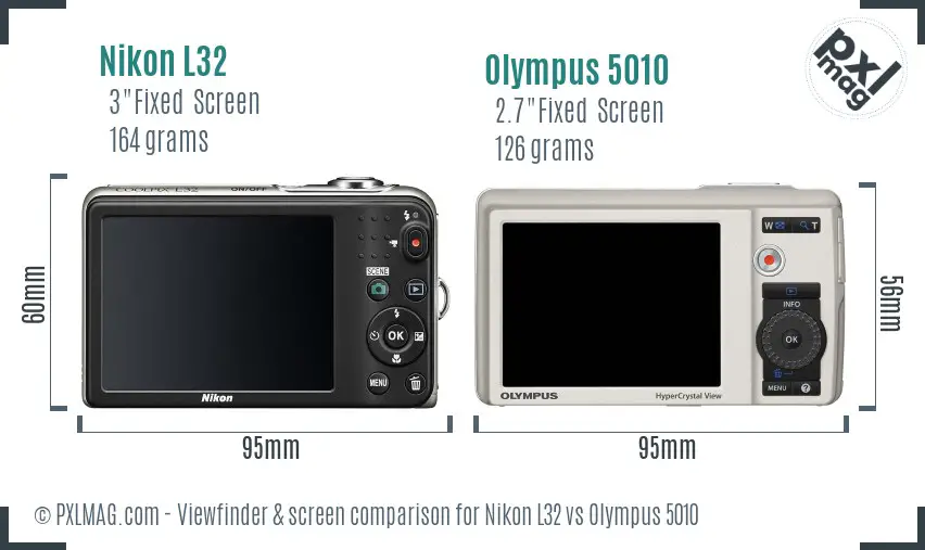 Nikon L32 vs Olympus 5010 Screen and Viewfinder comparison