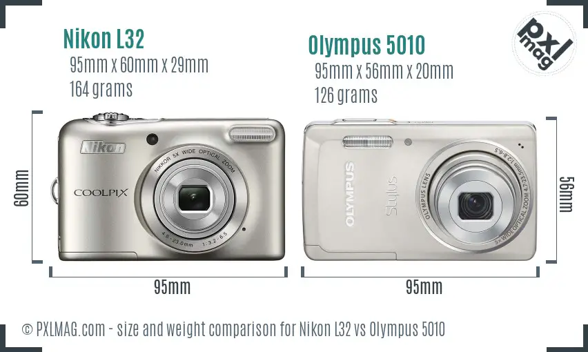 Nikon L32 vs Olympus 5010 size comparison