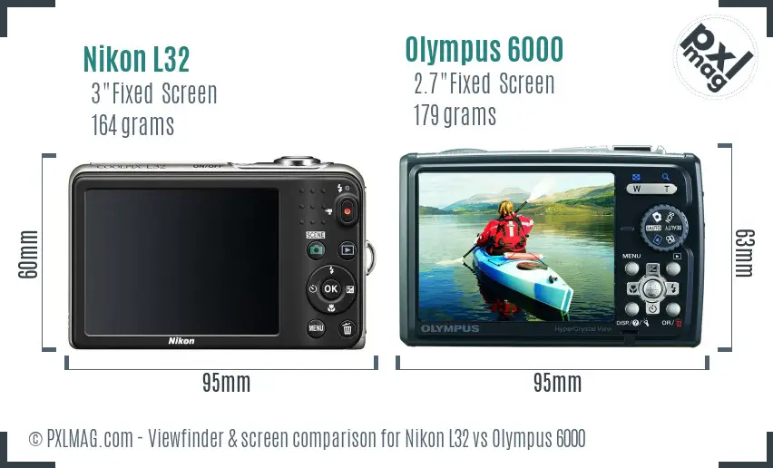 Nikon L32 vs Olympus 6000 Screen and Viewfinder comparison
