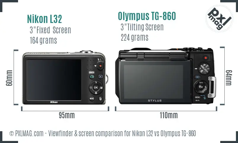 Nikon L32 vs Olympus TG-860 Screen and Viewfinder comparison