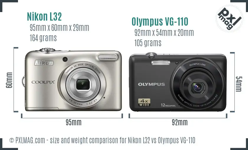Nikon L32 vs Olympus VG-110 size comparison
