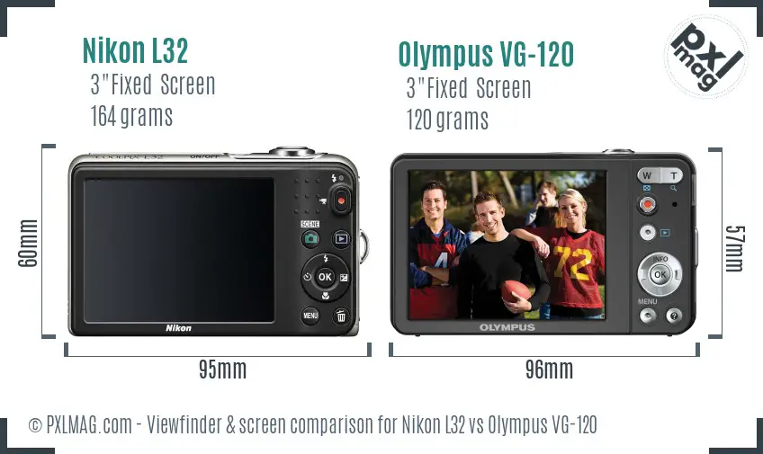 Nikon L32 vs Olympus VG-120 Screen and Viewfinder comparison