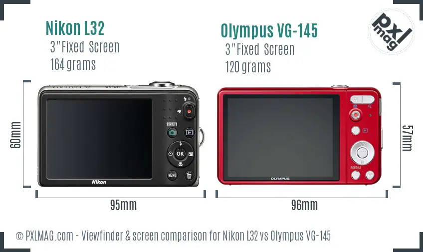 Nikon L32 vs Olympus VG-145 Screen and Viewfinder comparison
