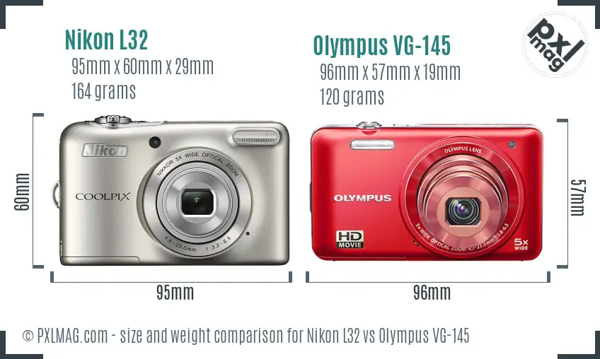 Nikon L32 vs Olympus VG-145 size comparison
