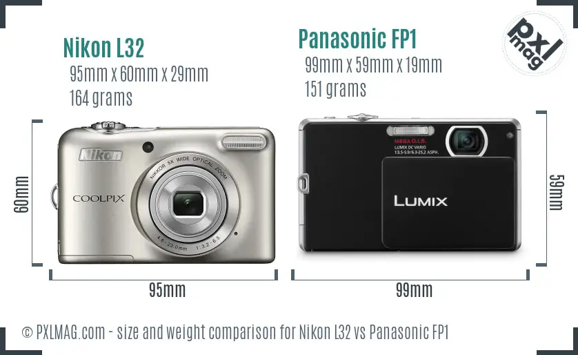 Nikon L32 vs Panasonic FP1 size comparison
