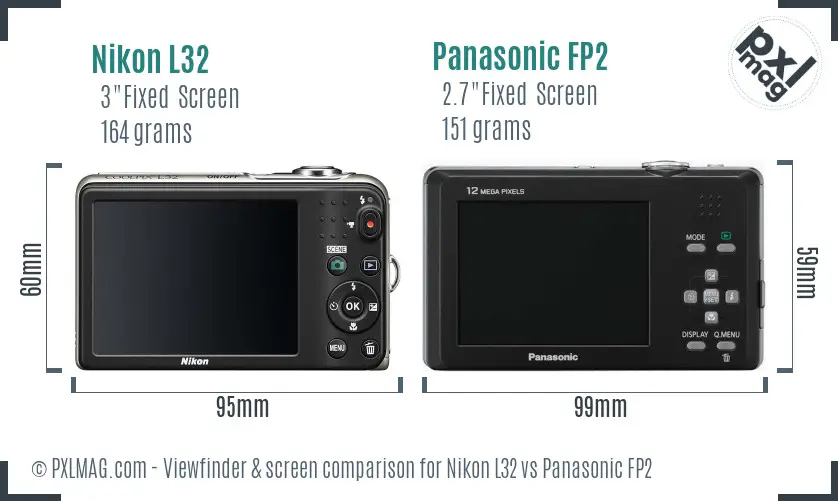 Nikon L32 vs Panasonic FP2 Screen and Viewfinder comparison