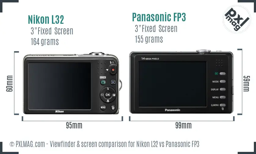Nikon L32 vs Panasonic FP3 Screen and Viewfinder comparison