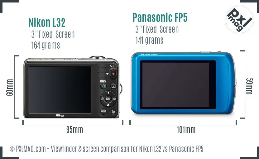 Nikon L32 vs Panasonic FP5 Screen and Viewfinder comparison