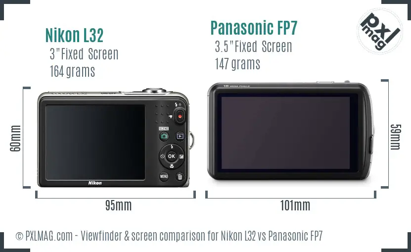 Nikon L32 vs Panasonic FP7 Screen and Viewfinder comparison
