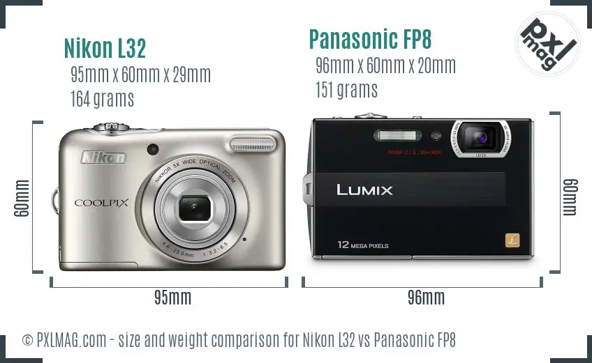 Nikon L32 vs Panasonic FP8 size comparison