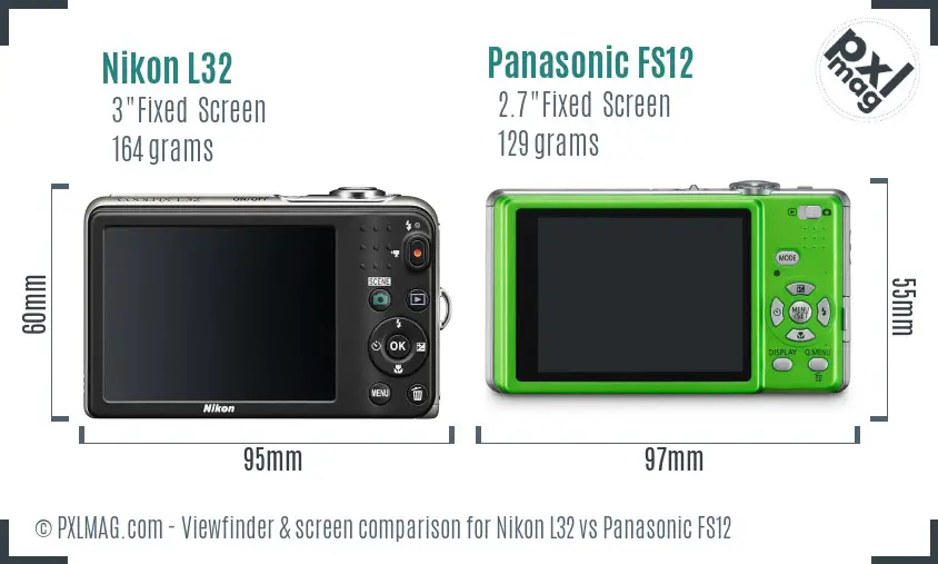 Nikon L32 vs Panasonic FS12 Screen and Viewfinder comparison