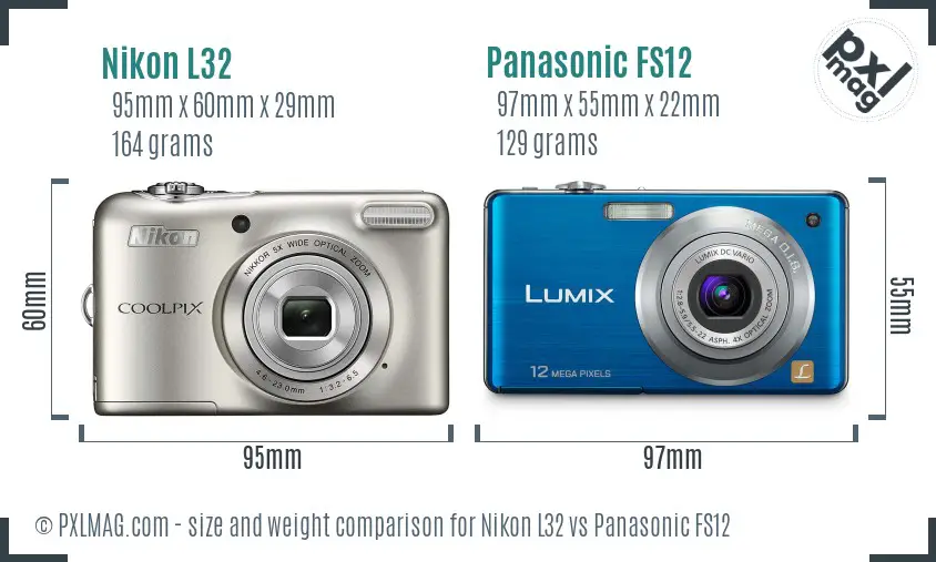 Nikon L32 vs Panasonic FS12 size comparison