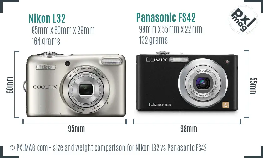 Nikon L32 vs Panasonic FS42 size comparison