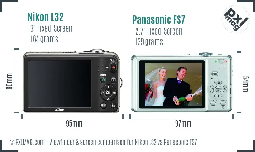 Nikon L32 vs Panasonic FS7 Screen and Viewfinder comparison