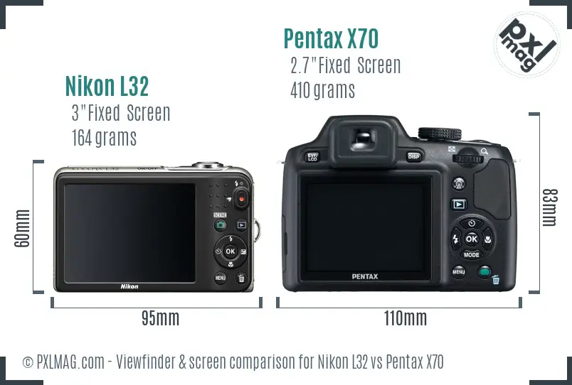 Nikon L32 vs Pentax X70 Screen and Viewfinder comparison