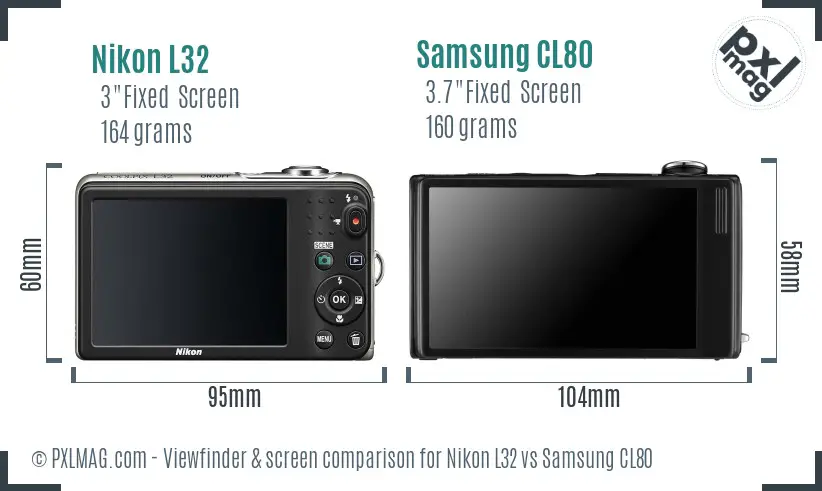Nikon L32 vs Samsung CL80 Screen and Viewfinder comparison