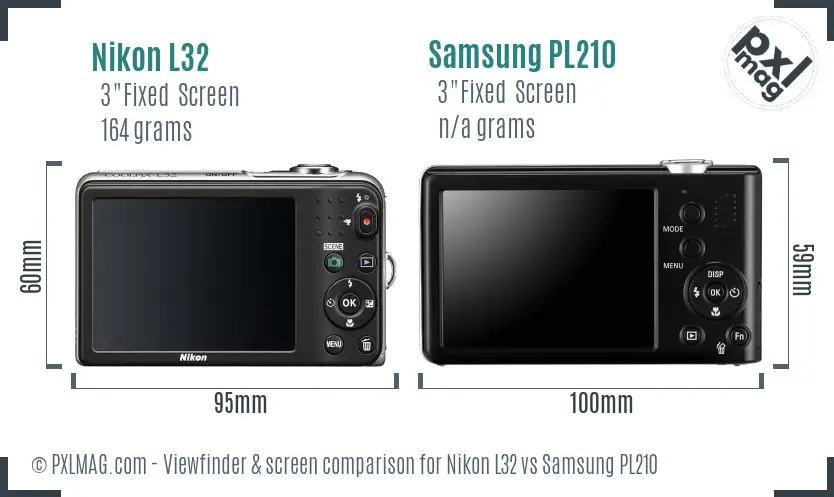Nikon L32 vs Samsung PL210 Screen and Viewfinder comparison