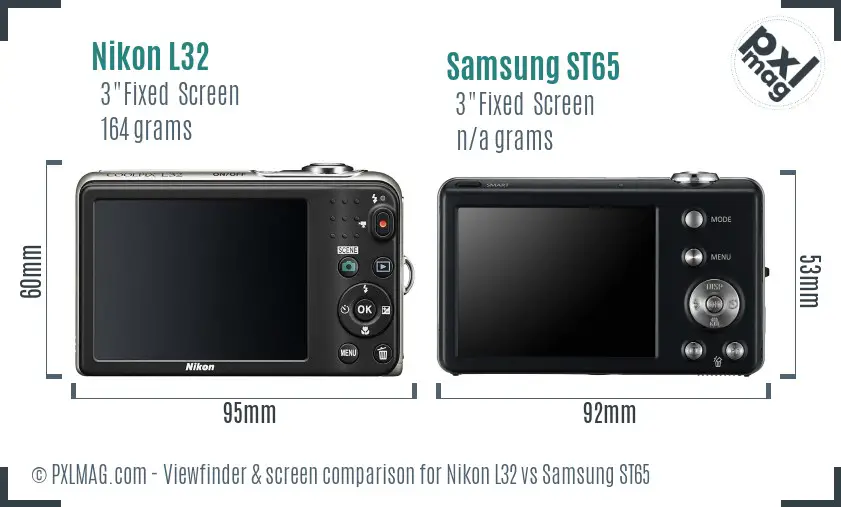 Nikon L32 vs Samsung ST65 Screen and Viewfinder comparison