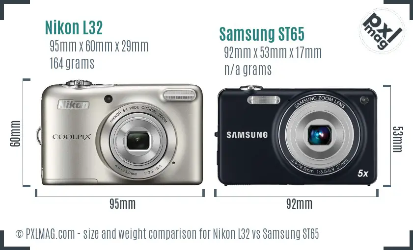 Nikon L32 vs Samsung ST65 size comparison
