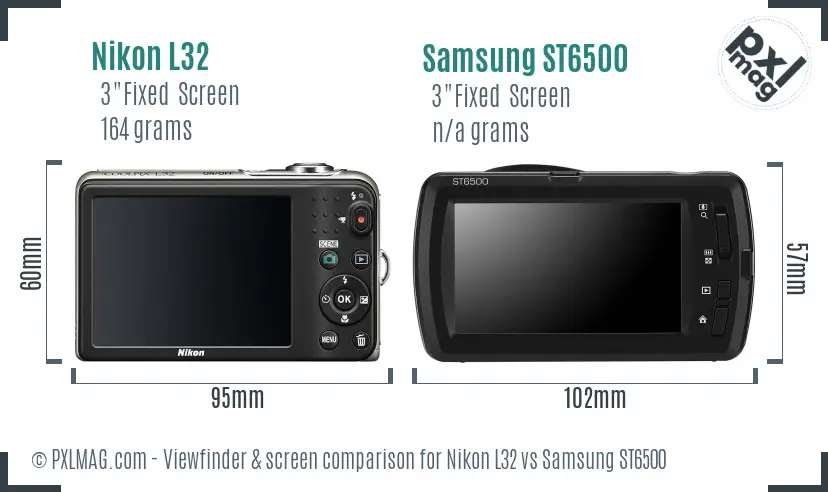 Nikon L32 vs Samsung ST6500 Screen and Viewfinder comparison