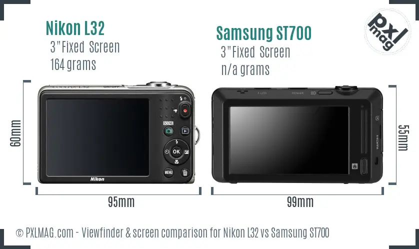 Nikon L32 vs Samsung ST700 Screen and Viewfinder comparison