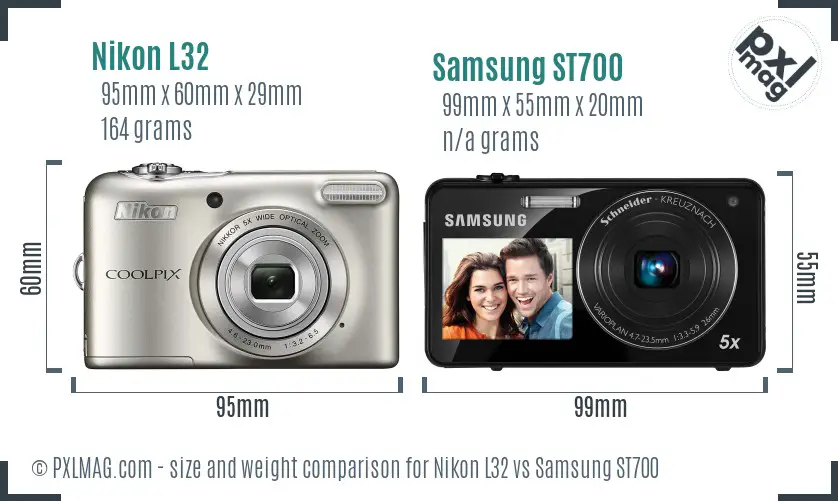 Nikon L32 vs Samsung ST700 size comparison