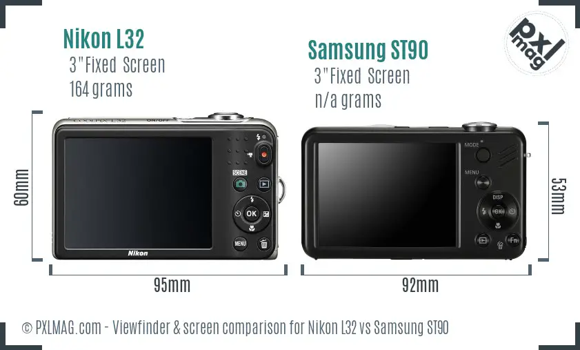 Nikon L32 vs Samsung ST90 Screen and Viewfinder comparison