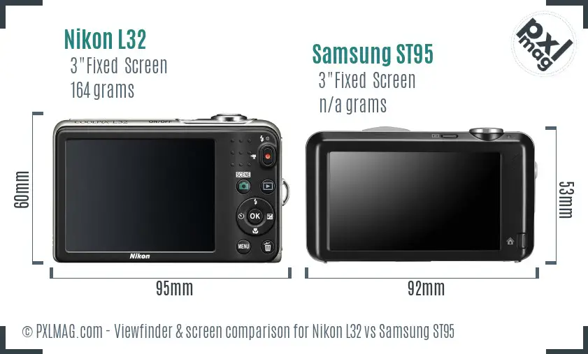 Nikon L32 vs Samsung ST95 Screen and Viewfinder comparison