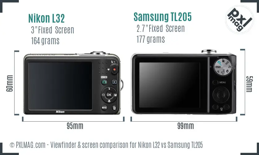 Nikon L32 vs Samsung TL205 Screen and Viewfinder comparison