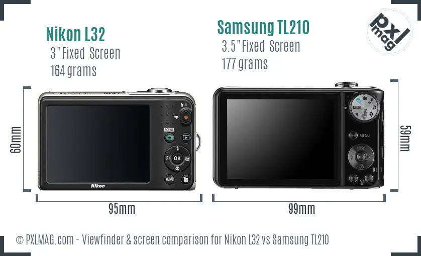 Nikon L32 vs Samsung TL210 Screen and Viewfinder comparison
