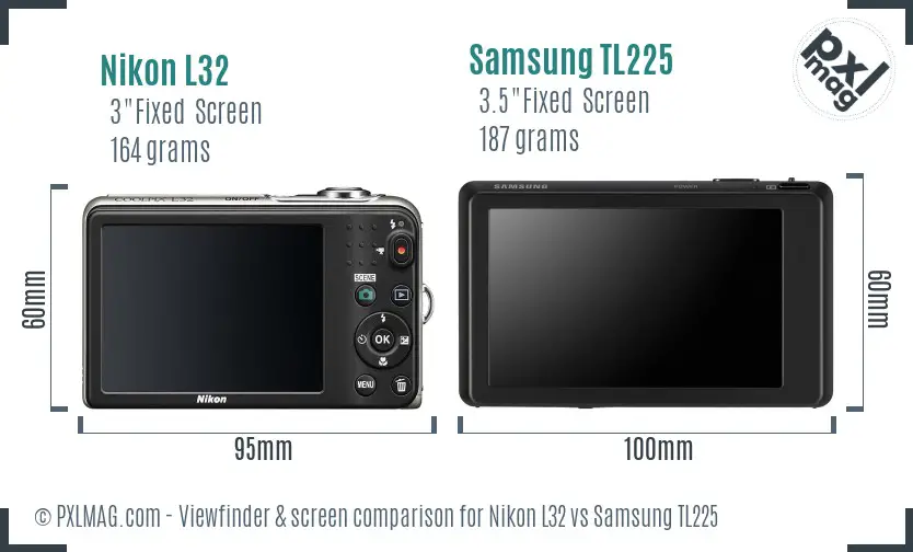Nikon L32 vs Samsung TL225 Screen and Viewfinder comparison