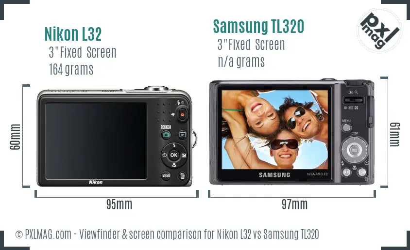 Nikon L32 vs Samsung TL320 Screen and Viewfinder comparison