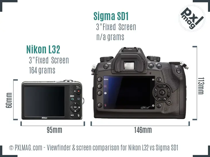Nikon L32 vs Sigma SD1 Screen and Viewfinder comparison