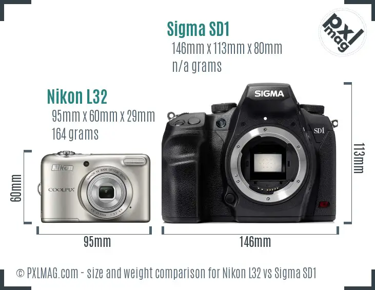 Nikon L32 vs Sigma SD1 size comparison