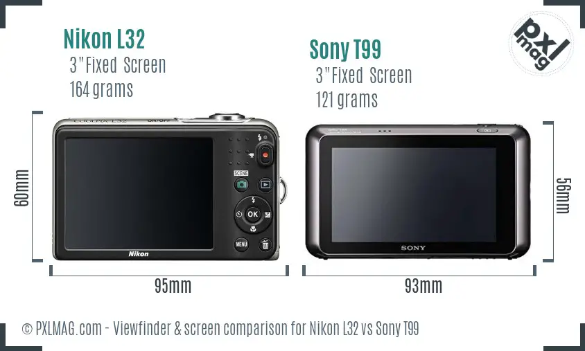 Nikon L32 vs Sony T99 Screen and Viewfinder comparison