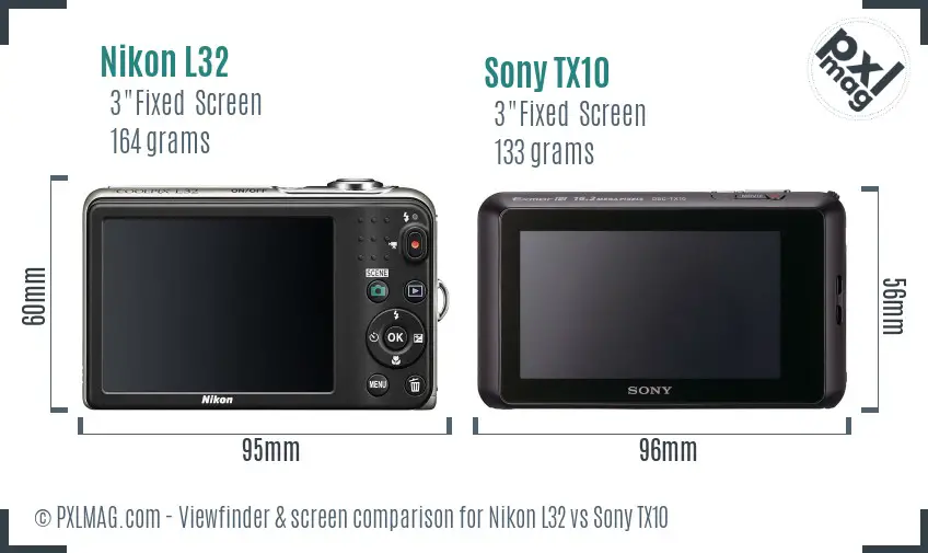 Nikon L32 vs Sony TX10 Screen and Viewfinder comparison