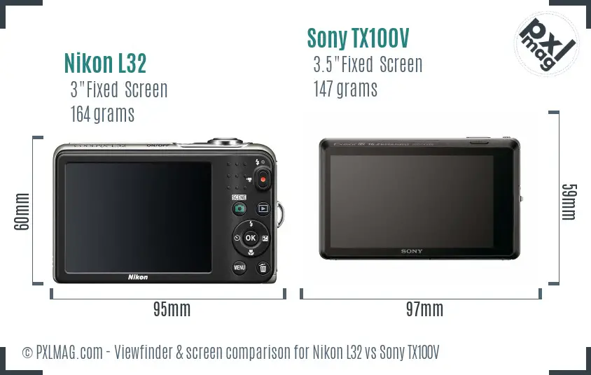 Nikon L32 vs Sony TX100V Screen and Viewfinder comparison