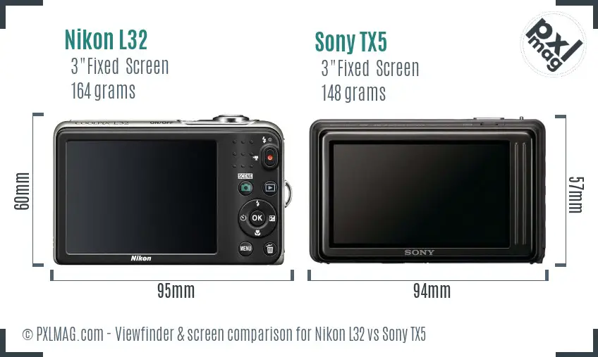 Nikon L32 vs Sony TX5 Screen and Viewfinder comparison
