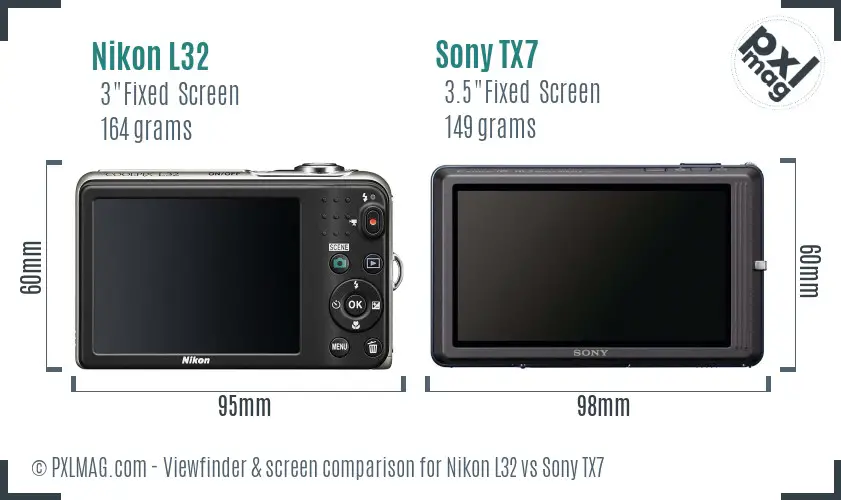 Nikon L32 vs Sony TX7 Screen and Viewfinder comparison