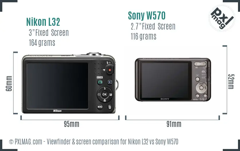 Nikon L32 vs Sony W570 Screen and Viewfinder comparison